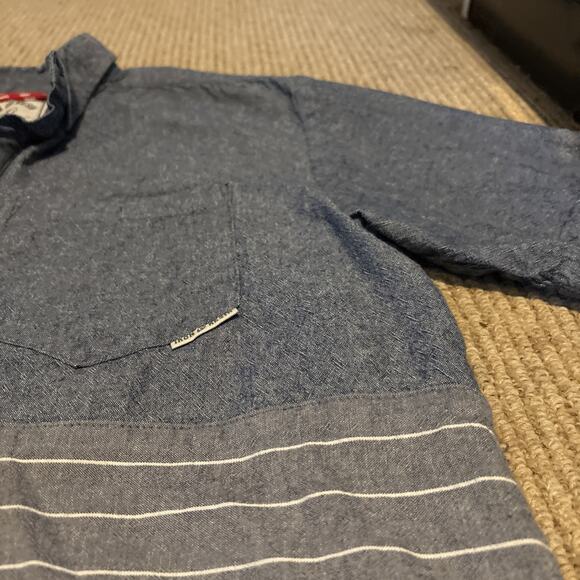 Iron and Resin Henderson SS Indigo Popover Shirt Men's Size Medium Made in USA - Picture 6 of 10